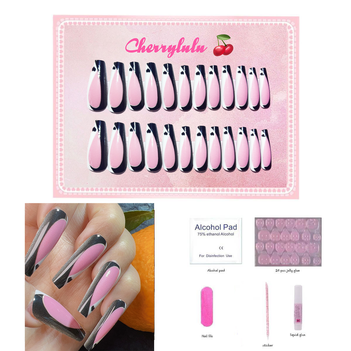 【Buy 3 Get 1 Free】L71-L130 Long Nails 24pcs Press On Nails include free nail toolkit