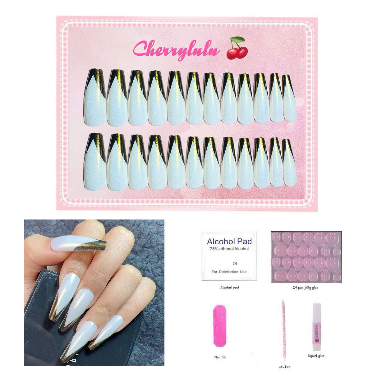 【Buy 3 Get 1 Free】L71-L130 Long Nails 24pcs Press On Nails include free nail toolkit