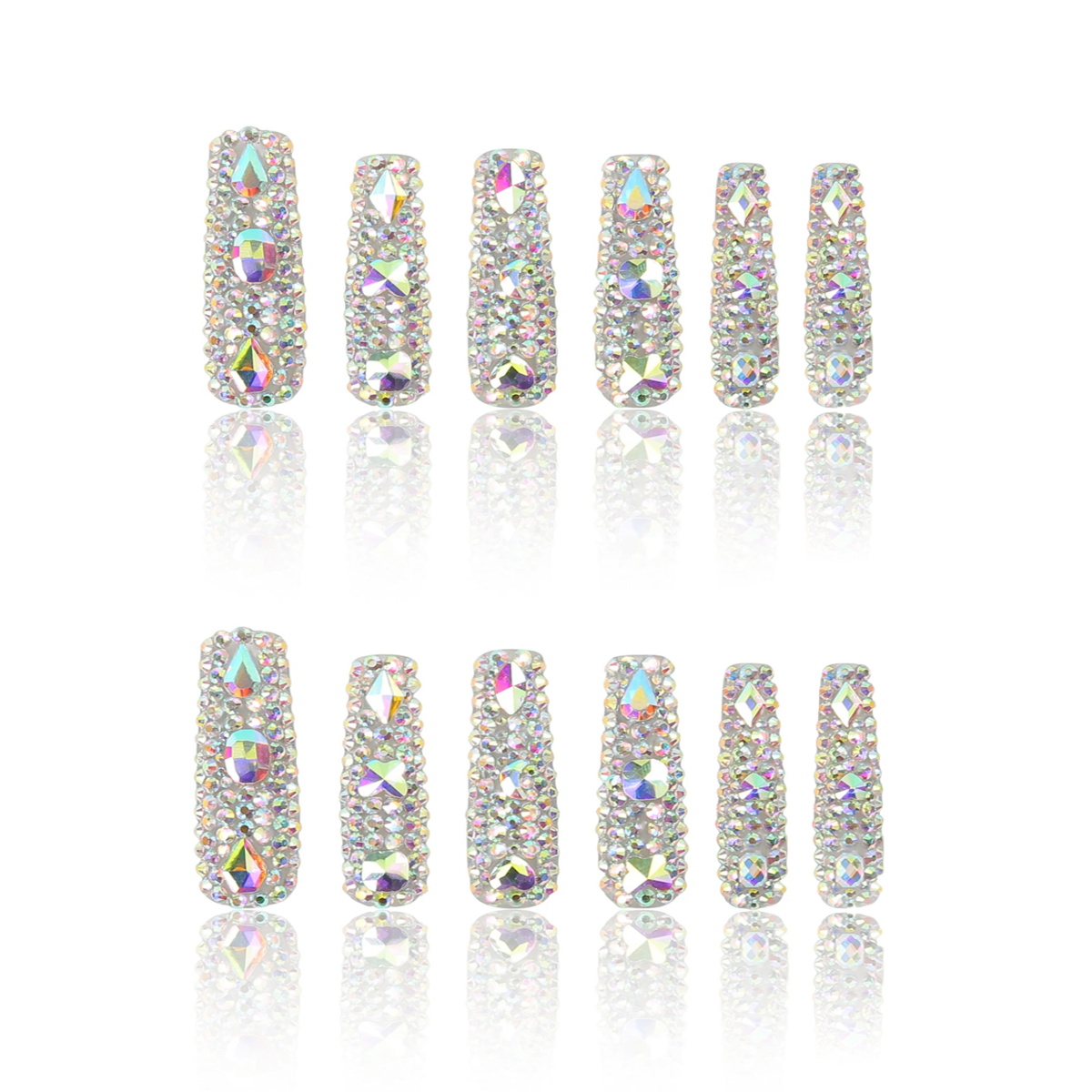 Eternal Stunning Handmade Press On Nails With Rhinestone And Crystal 24pcs