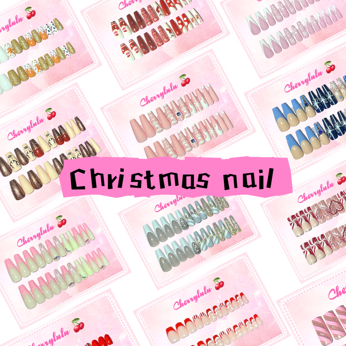 【Buy 3 Get 1 Free】 C1-C38 Christmas Nails 24pcs Press On Nails include free nail toolkits