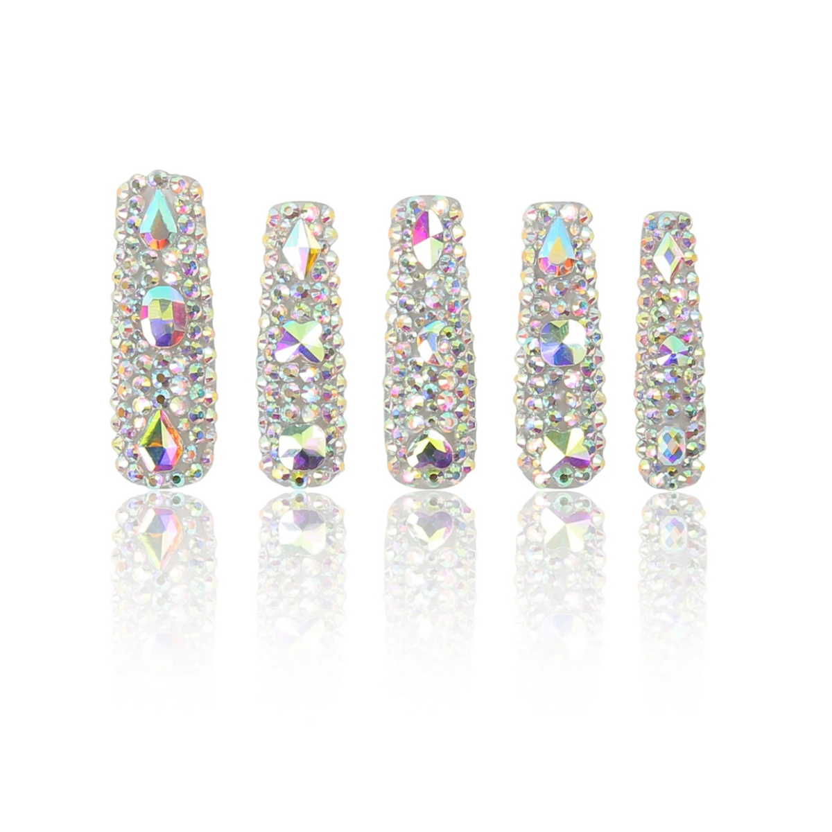 Eternal Stunning Handmade Press On Nails With Rhinestone And Crystal 10pcs