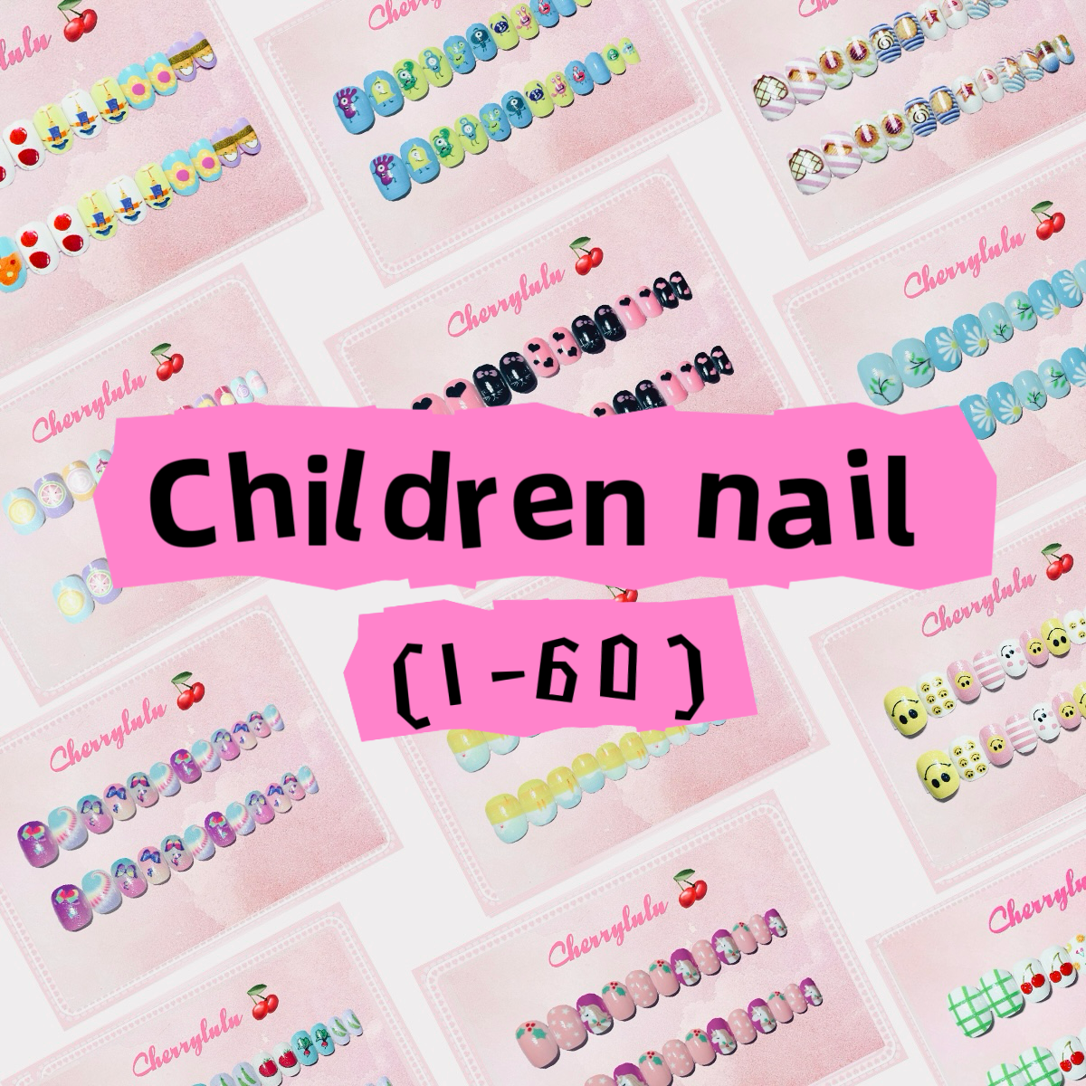 【Buy 3 Get 1 Free】CK1-CK60 Children Nails 24pcs Press On Nails include free nail toolkit