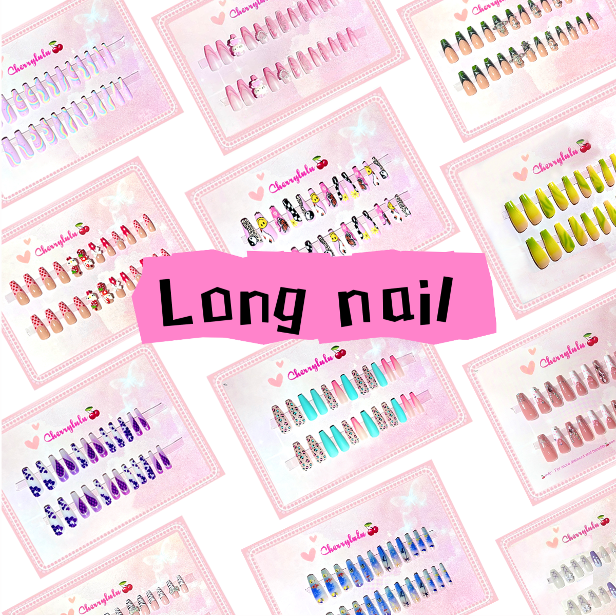 【Buy 3 Get 1 Free】L131-L190 Long Nails 24pcs Press On Nails include free nail toolkit