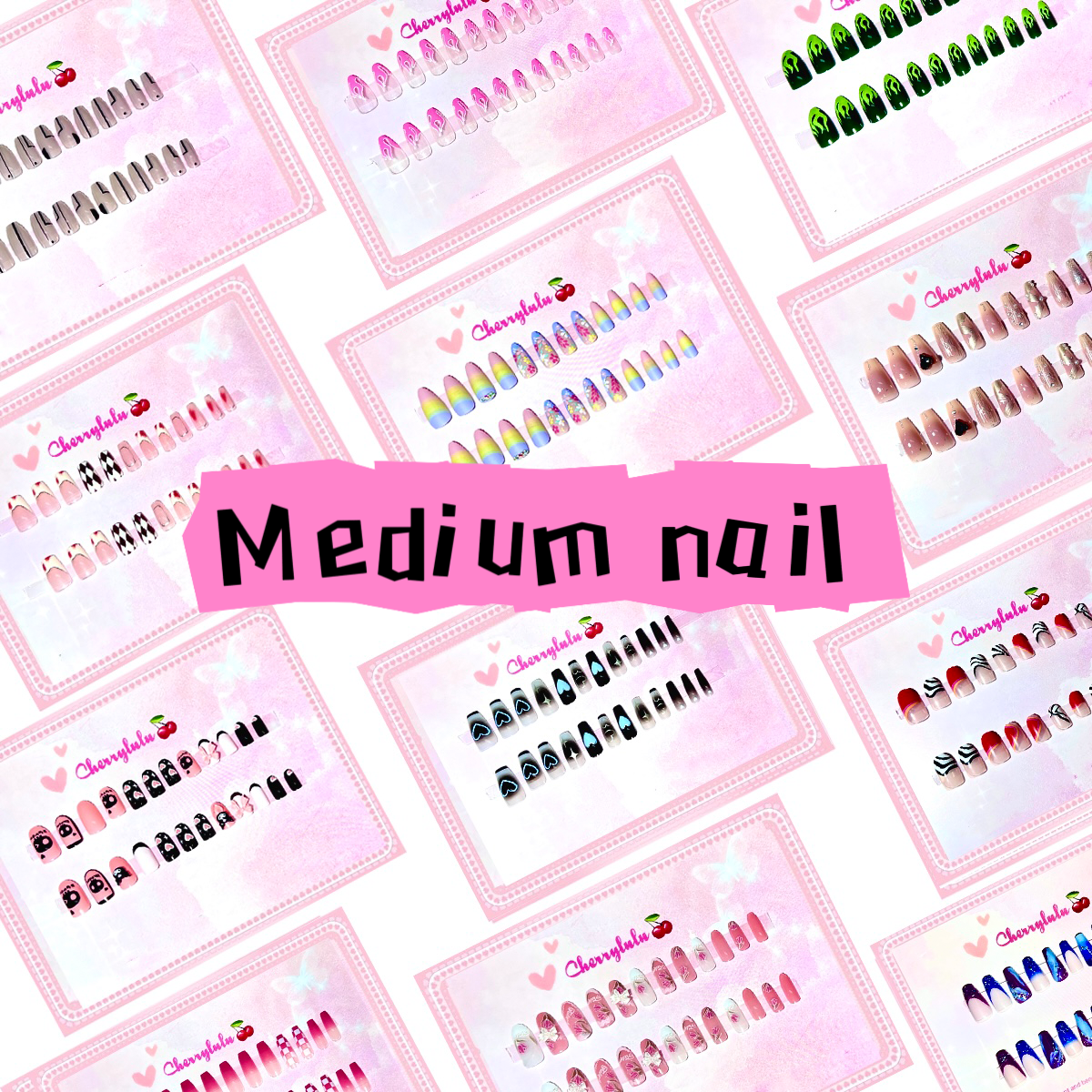 【Buy 3 Get 1 Free】M61-M120 Medium Nails 24pcs Press On Nails include free nail toolkit