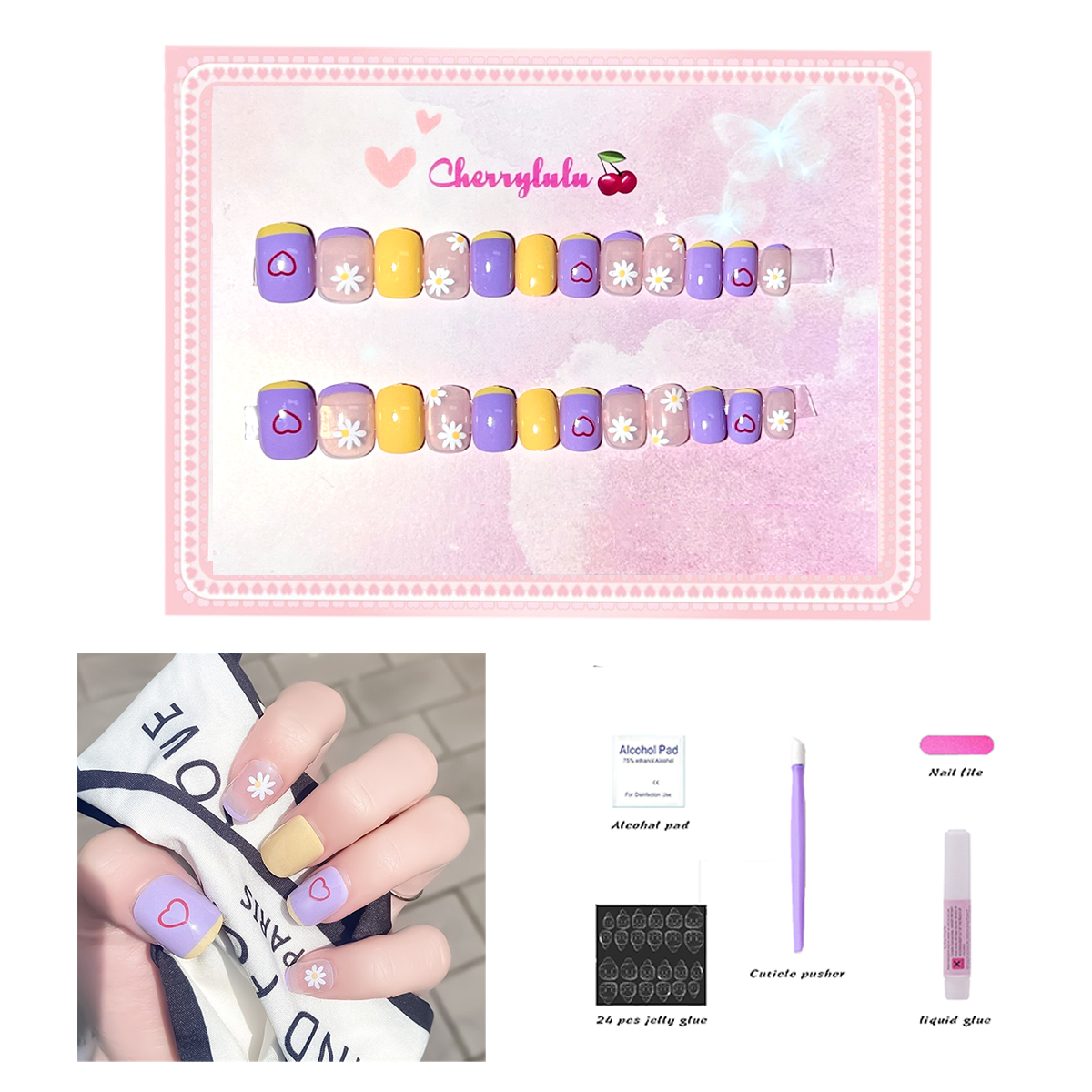 【Buy 3 Get 1 Free】S1-S44 Short Nails 24pcs Press On Nails include free nail toolkits