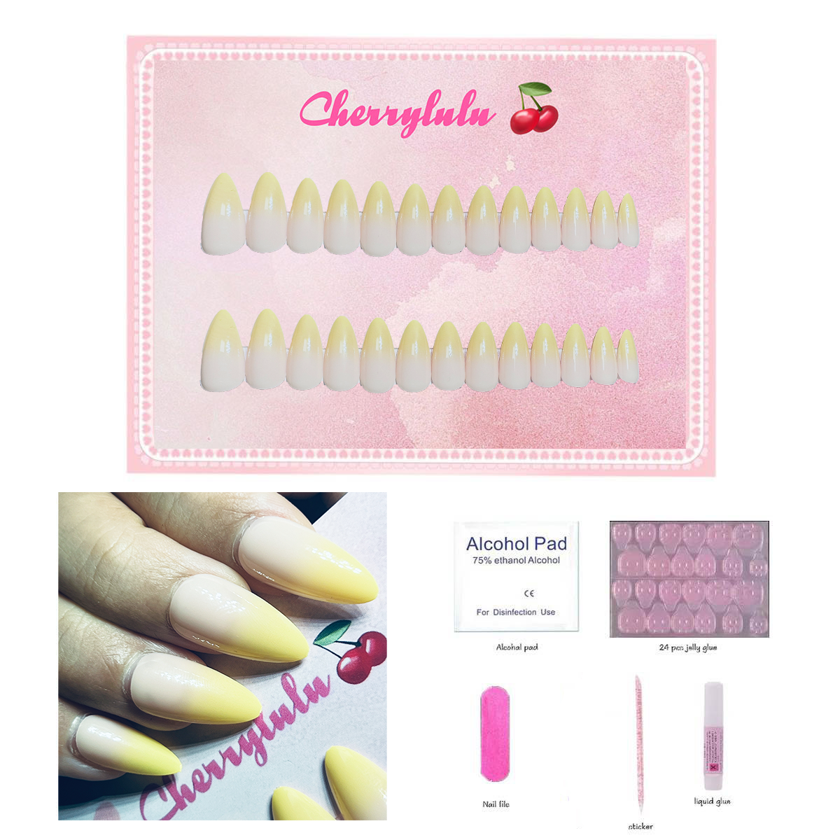 【Buy 3 Get 1 Free】M61-M120 Medium Nails 24pcs Press On Nails include free nail toolkit