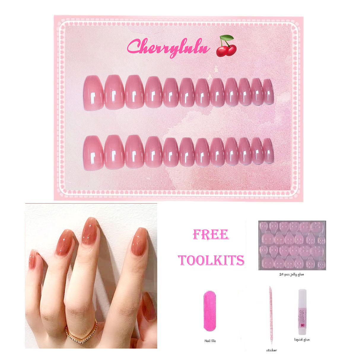 【Buy 3 Get 1 Free】M61-M120 Medium Nails 24pcs Press On Nails include free nail toolkit