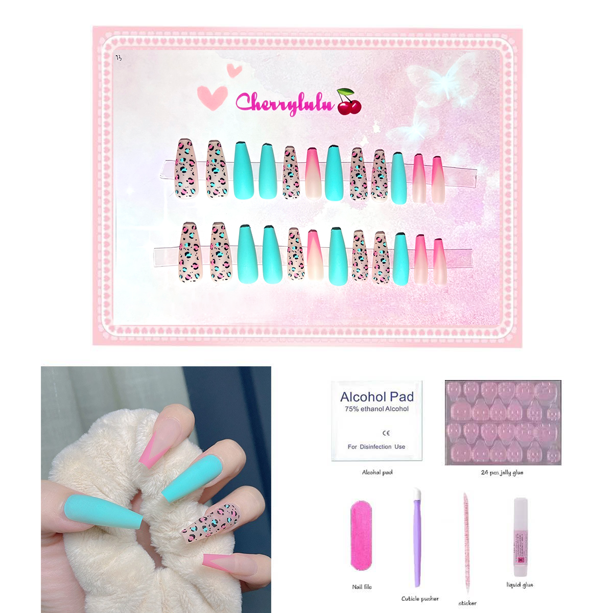 【Buy 3 Get 1 Free】L1-L70 Long Nails 24pcs Press On Nails include free nail toolkit