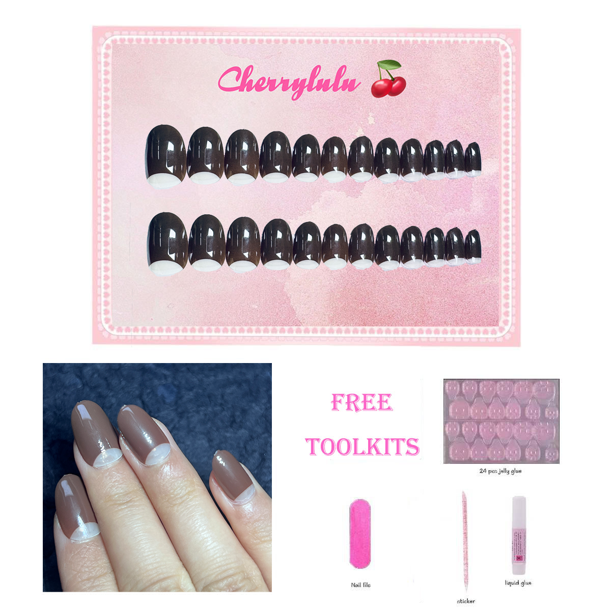 【Buy 3 Get 1 Free】M61-M120 Medium Nails 24pcs Press On Nails include free nail toolkit