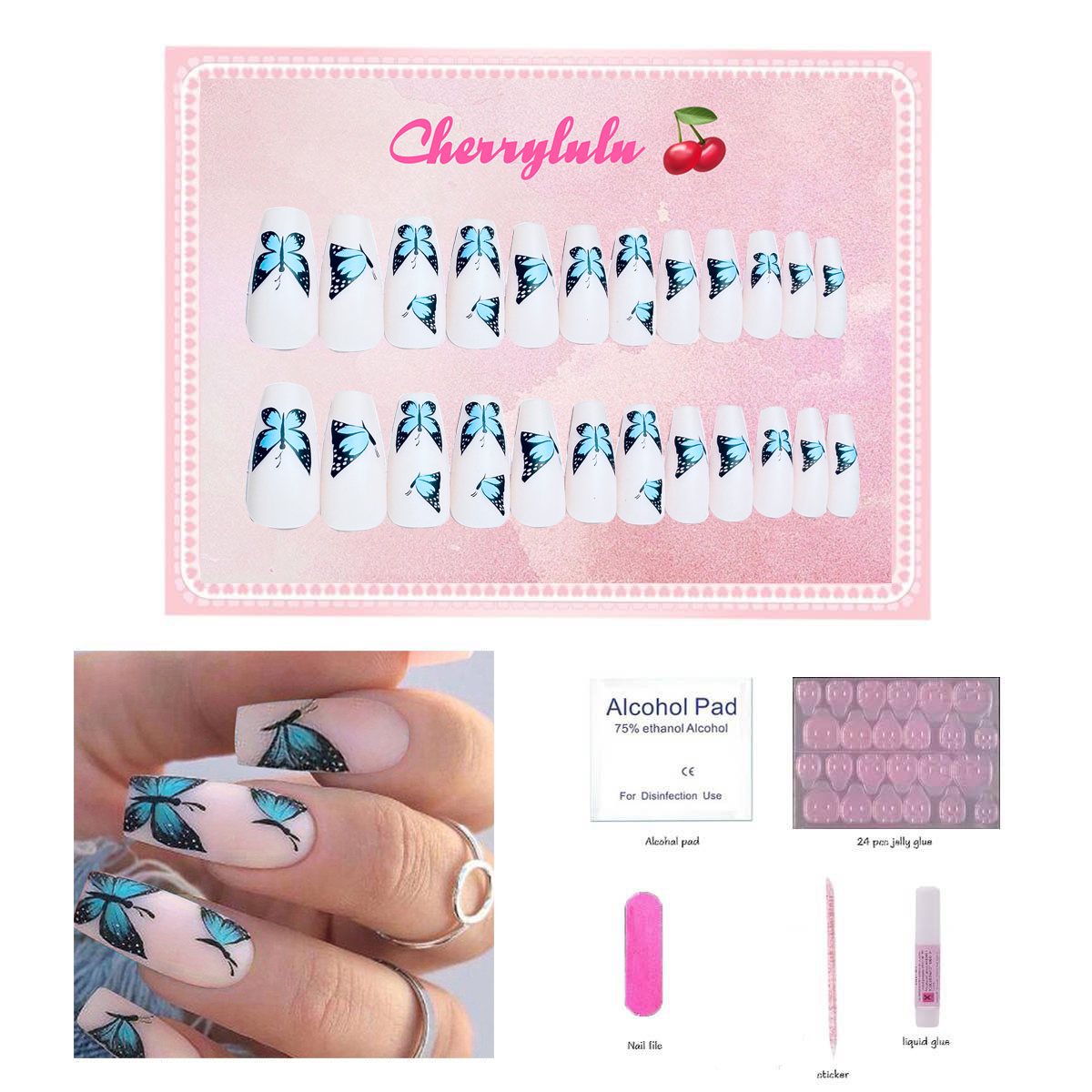 【Buy 3 Get 1 Free】M61-M120 Medium Nails 24pcs Press On Nails include free nail toolkit