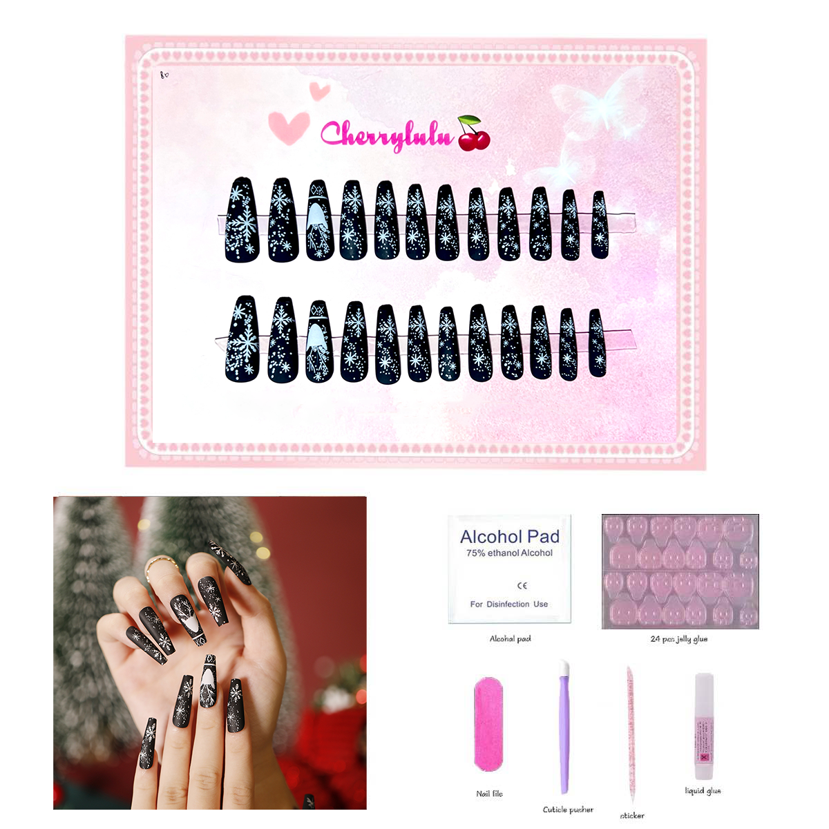 【Buy 3 Get 1 Free】L1-L70 Long Nails 24pcs Press On Nails include free nail toolkit