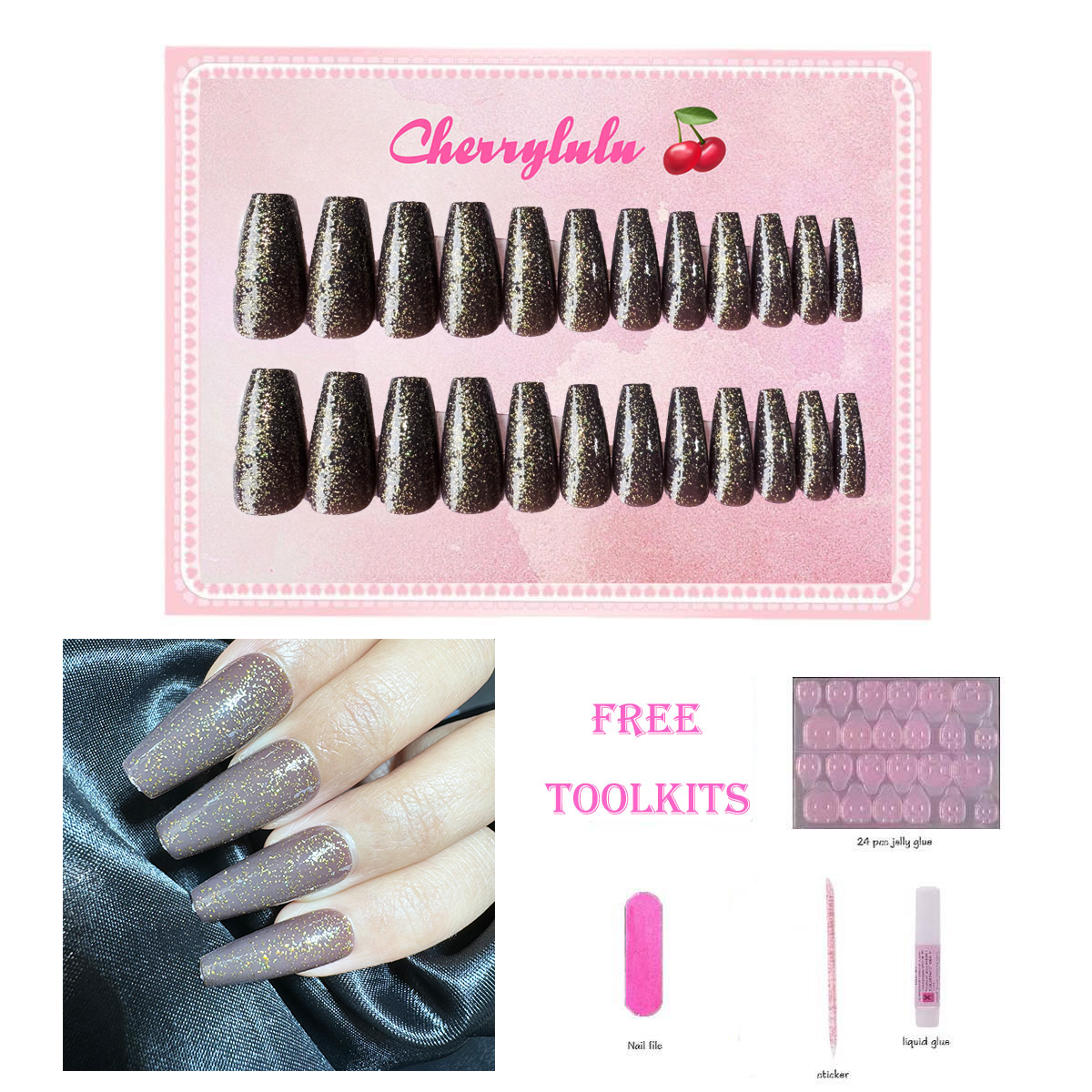 【Buy 3 Get 1 Free】M61-M120 Medium Nails 24pcs Press On Nails include free nail toolkit