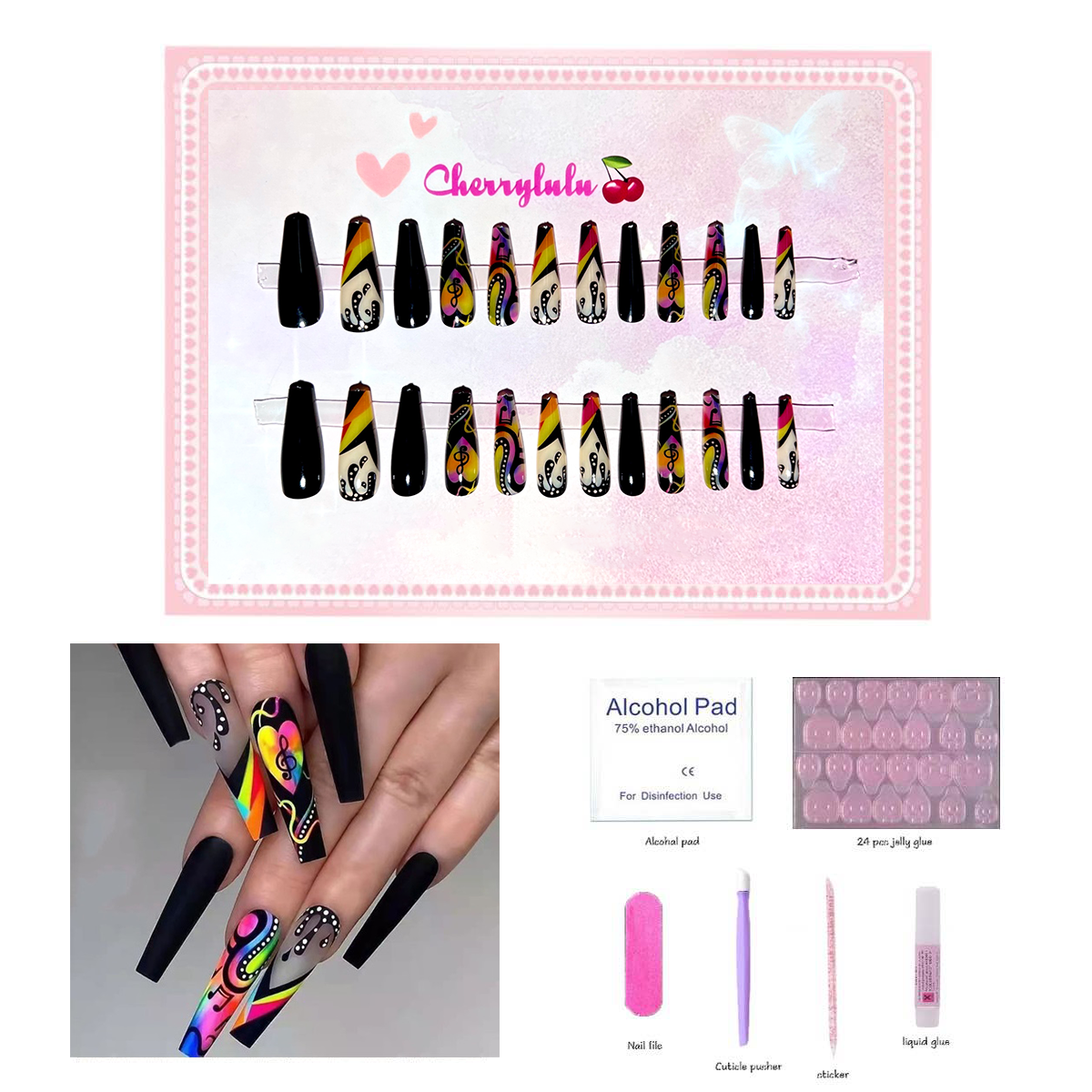 【Buy 3 Get 1 Free】L1-L70 Long Nails 24pcs Press On Nails include free nail toolkit