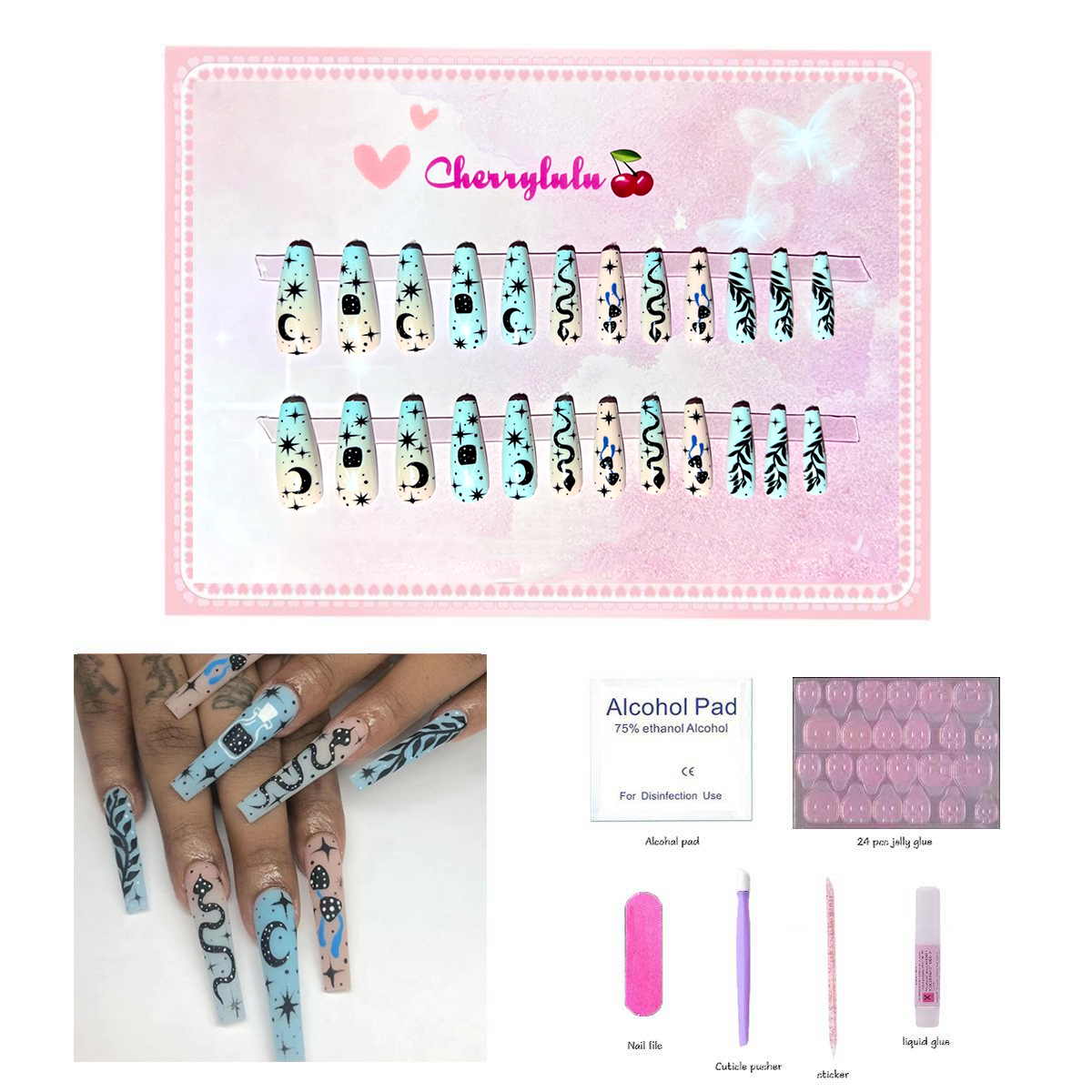 【Buy 3 Get 1 Free】L1-L70 Long Nails 24pcs Press On Nails include free nail toolkit