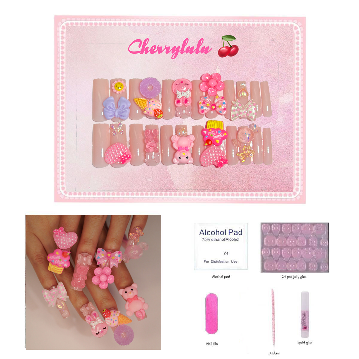 【Cartoon nail】High Quality Press On Nails with free Nail Art Toolkits