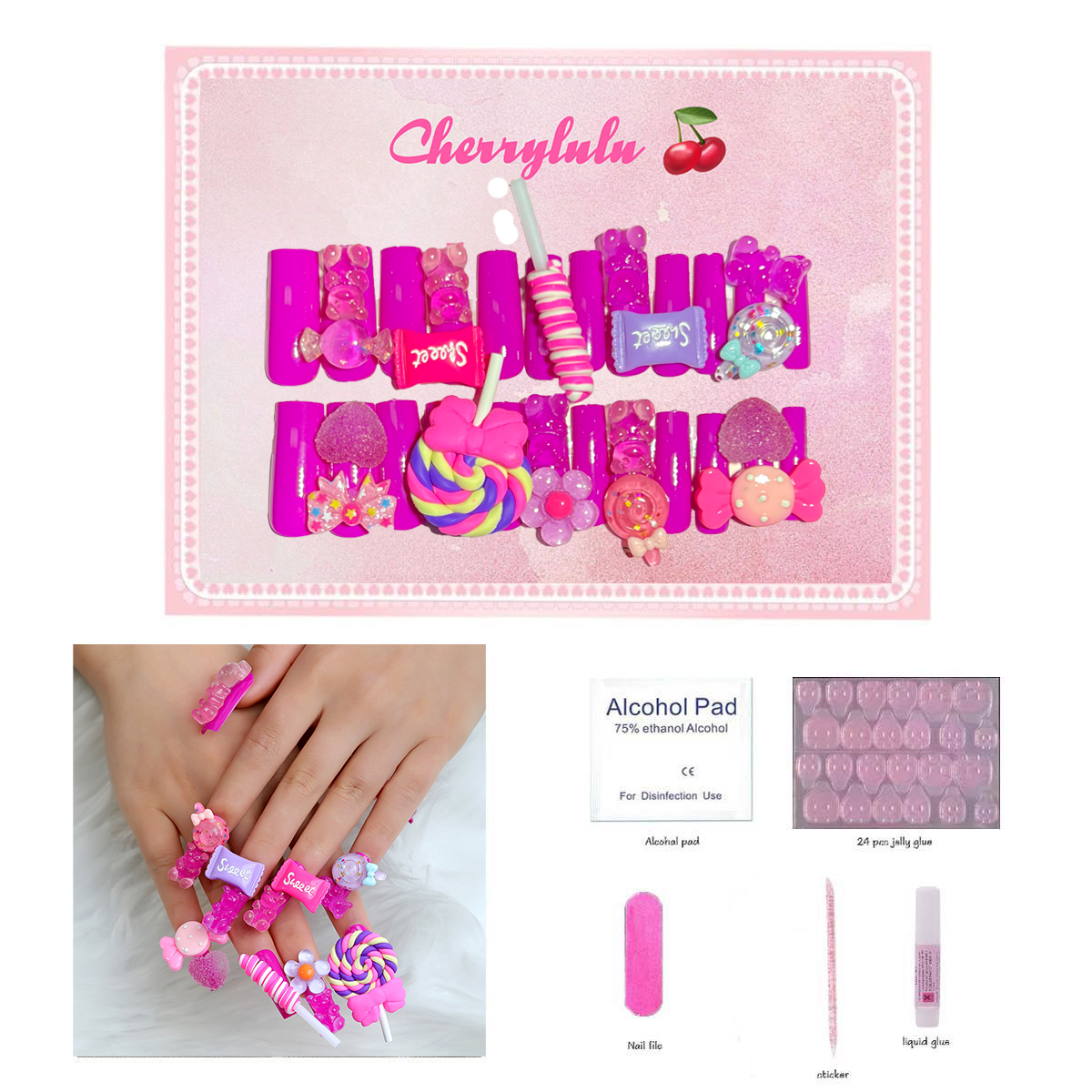 【Cartoon nail】High Quality Press On Nails with free Nail Art Toolkits