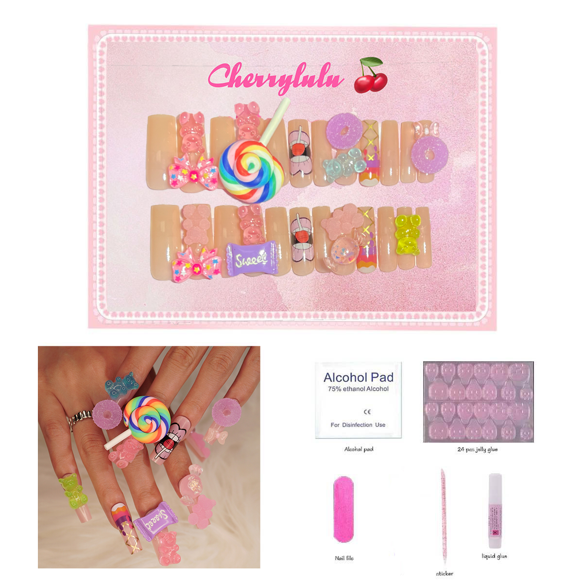 【Cartoon nail】High Quality Press On Nails with free Nail Art Toolkits