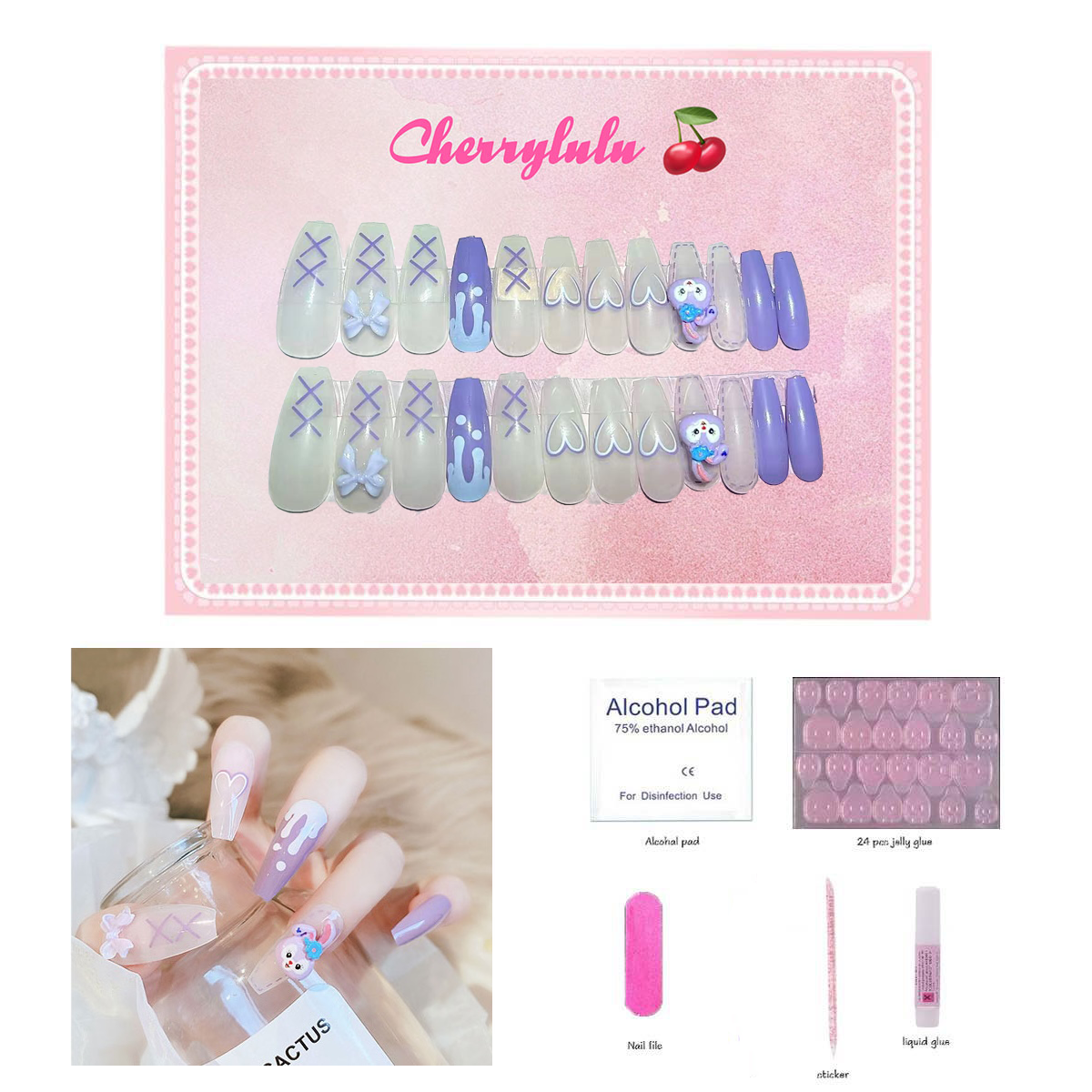 【Cartoon nail】High Quality Press On Nails with free Nail Art Toolkits