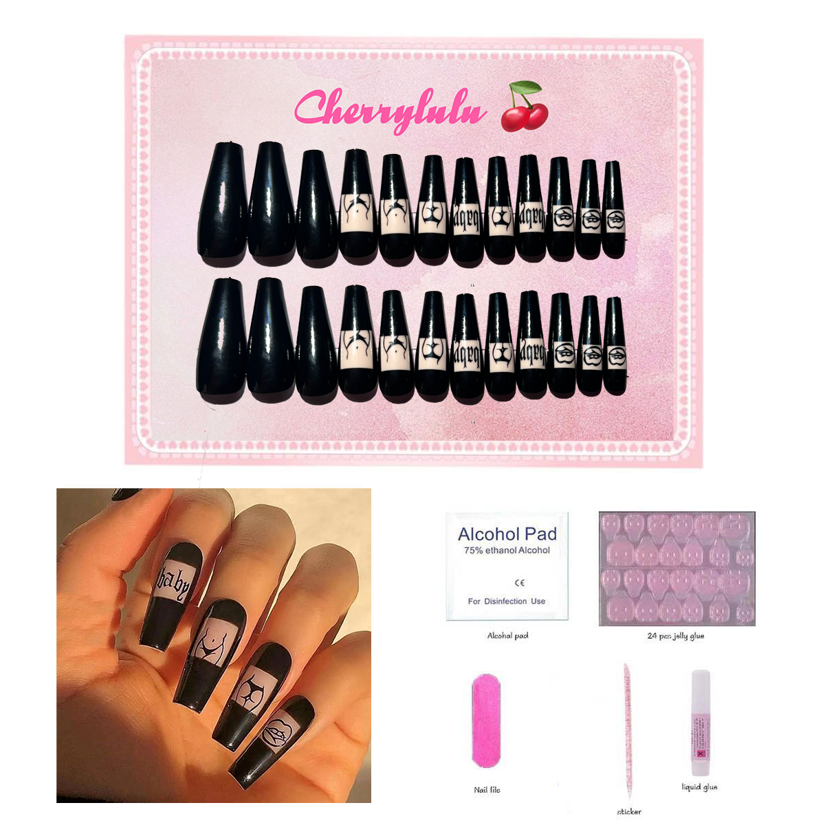 【Buy 3 Get 1 Free】L71-L130 Long Nails 24pcs Press On Nails include free nail toolkit