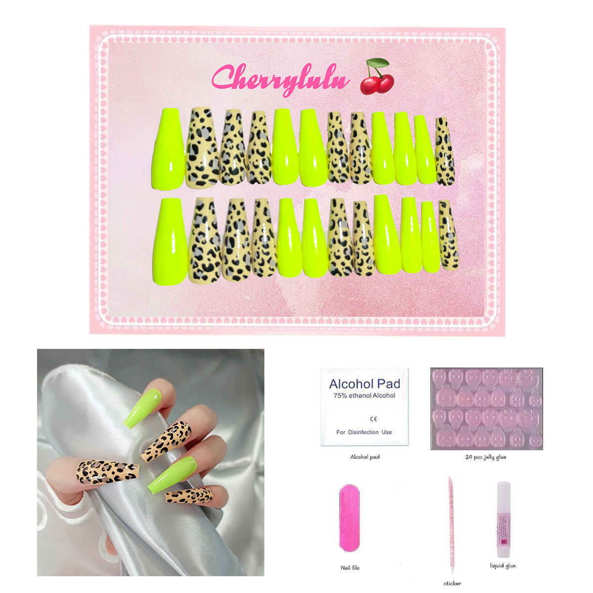 【Buy 3 Get 1 Free】L71-L130 Long Nails 24pcs Press On Nails include free nail toolkit