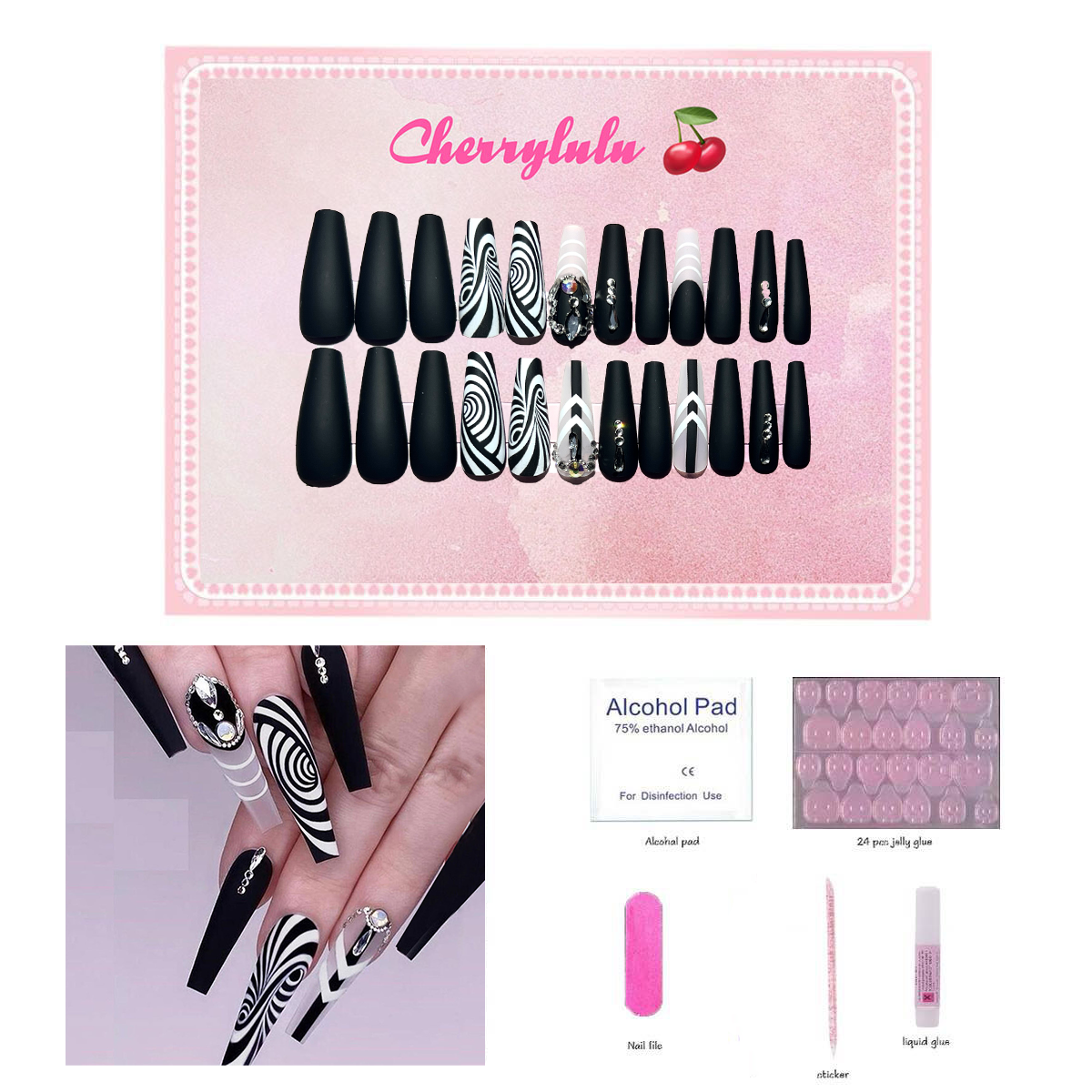 【Buy 3 Get 1 Free】L71-L130 Long Nails 24pcs Press On Nails include free nail toolkit