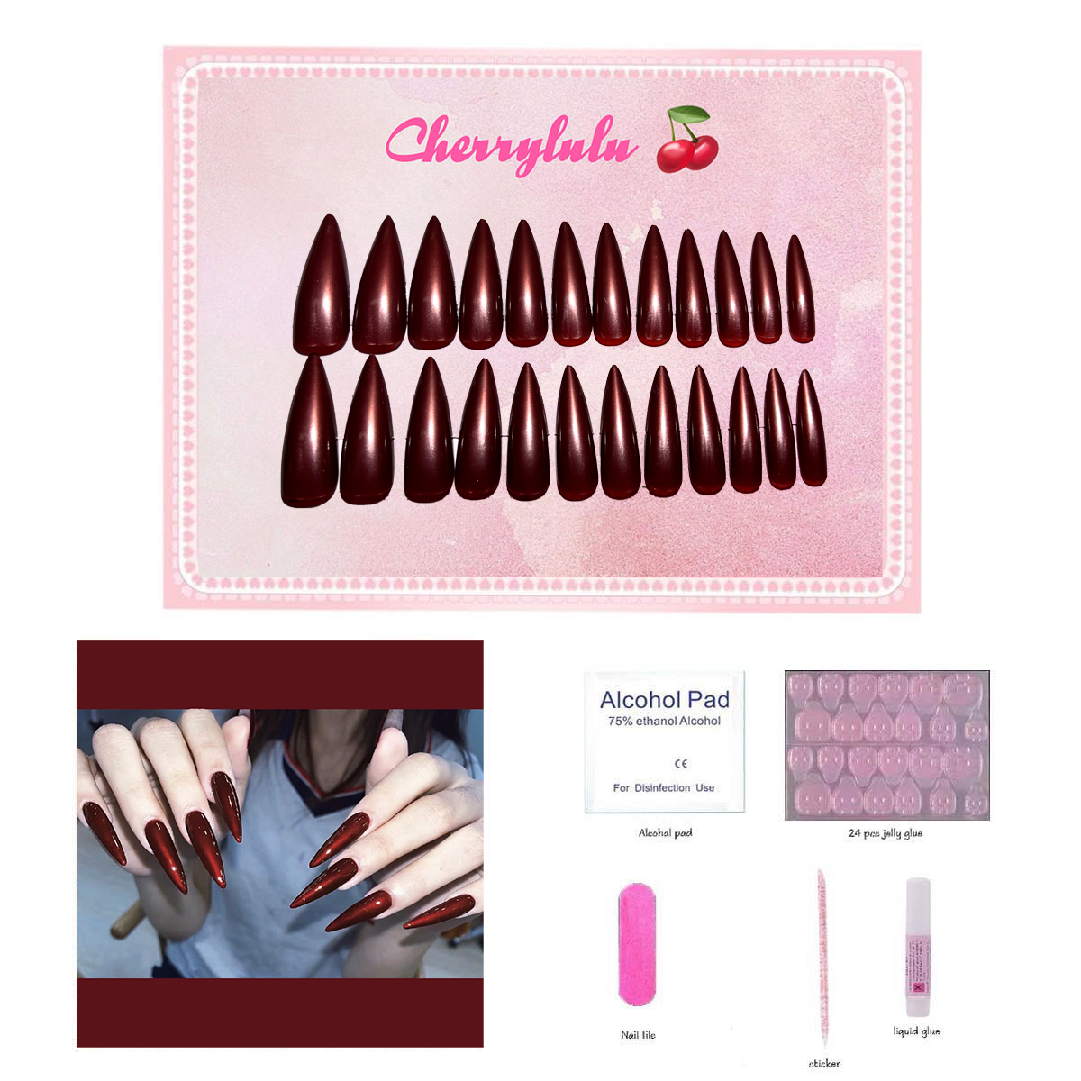 【Buy 3 Get 1 Free】L71-L130 Long Nails 24pcs Press On Nails include free nail toolkit