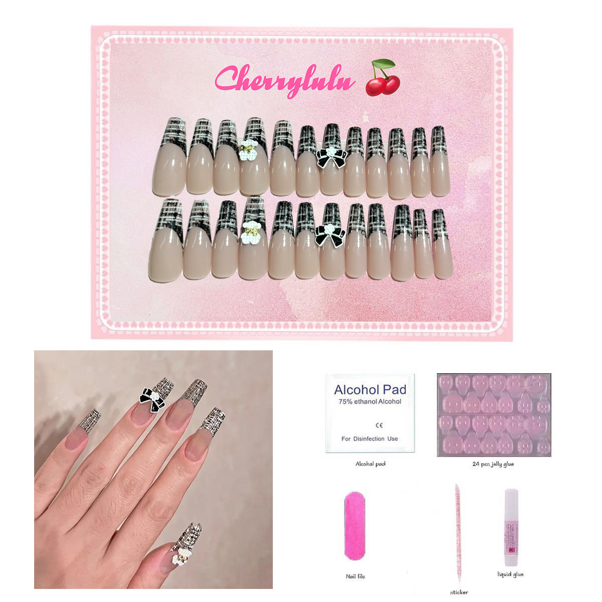 【Buy 3 Get 1 Free】L71-L130 Long Nails 24pcs Press On Nails include free nail toolkit