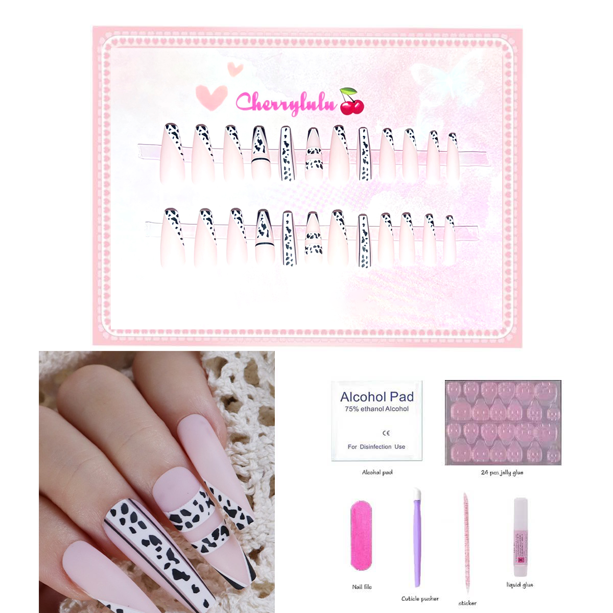 【Buy 3 Get 1 Free】L1-L70 Long Nails 24pcs Press On Nails include free nail toolkit