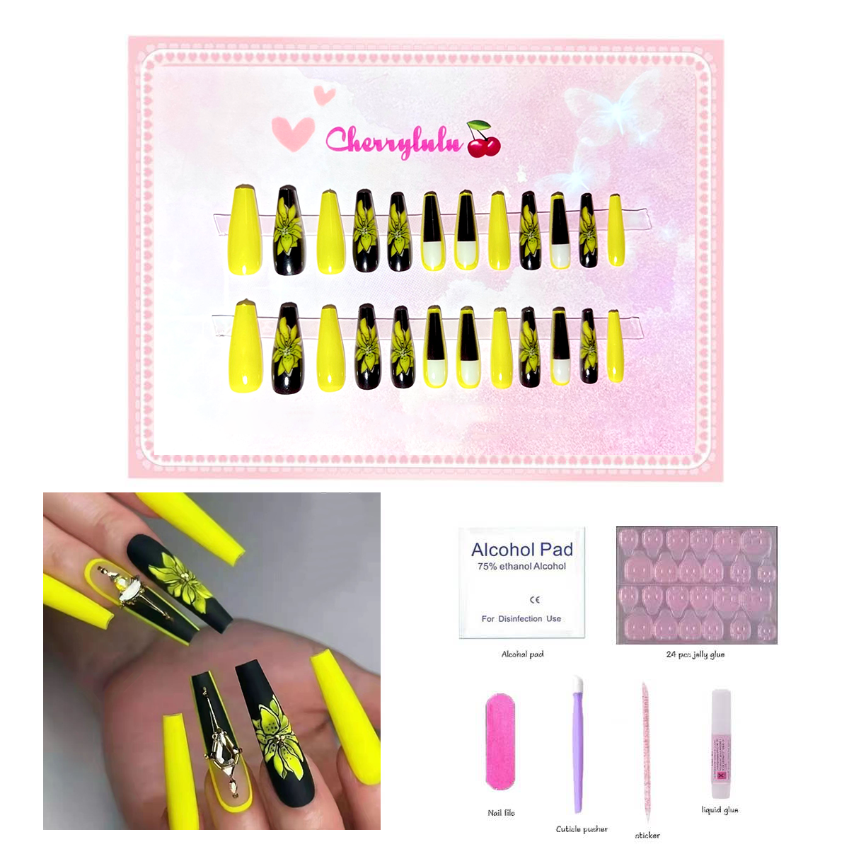 【Buy 3 Get 1 Free】L1-L70 Long Nails 24pcs Press On Nails include free nail toolkit