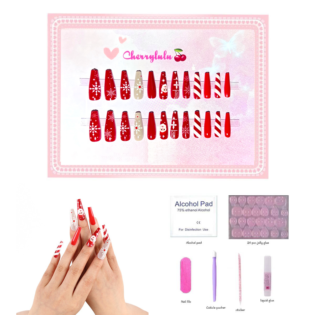 【Buy 3 Get 1 Free】L1-L70 Long Nails 24pcs Press On Nails include free nail toolkit