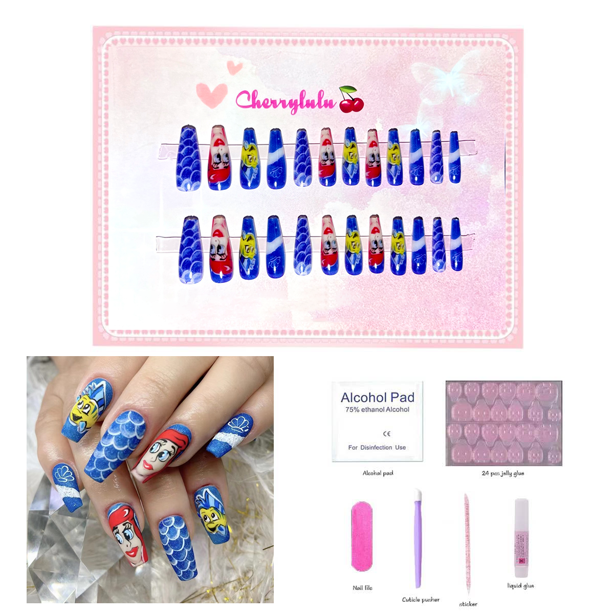 【Buy 3 Get 1 Free】L1-L70 Long Nails 24pcs Press On Nails include free nail toolkit