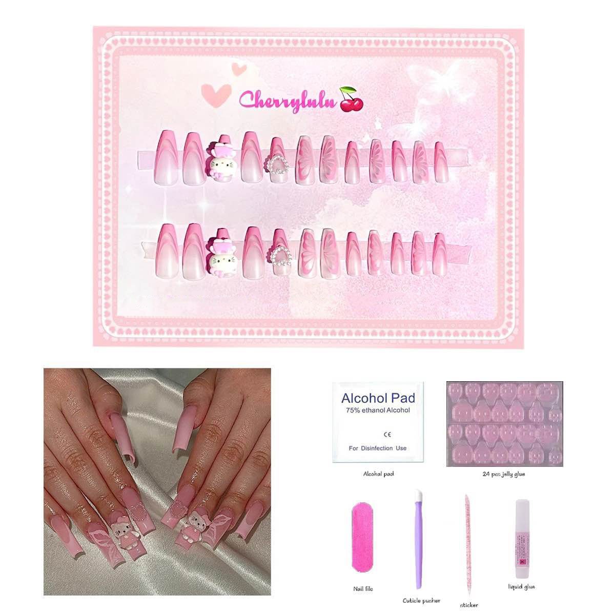 【Buy 3 Get 1 Free】L1-L70 Long Nails 24pcs Press On Nails include free nail toolkit