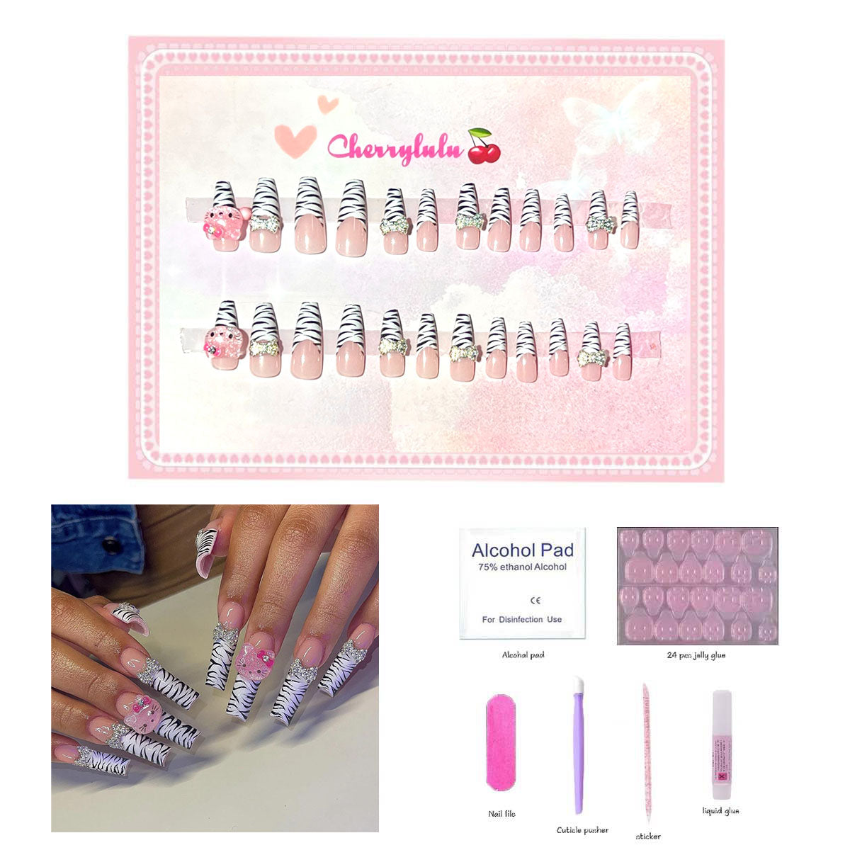 【Buy 3 Get 1 Free】L1-L70 Long Nails 24pcs Press On Nails include free nail toolkit