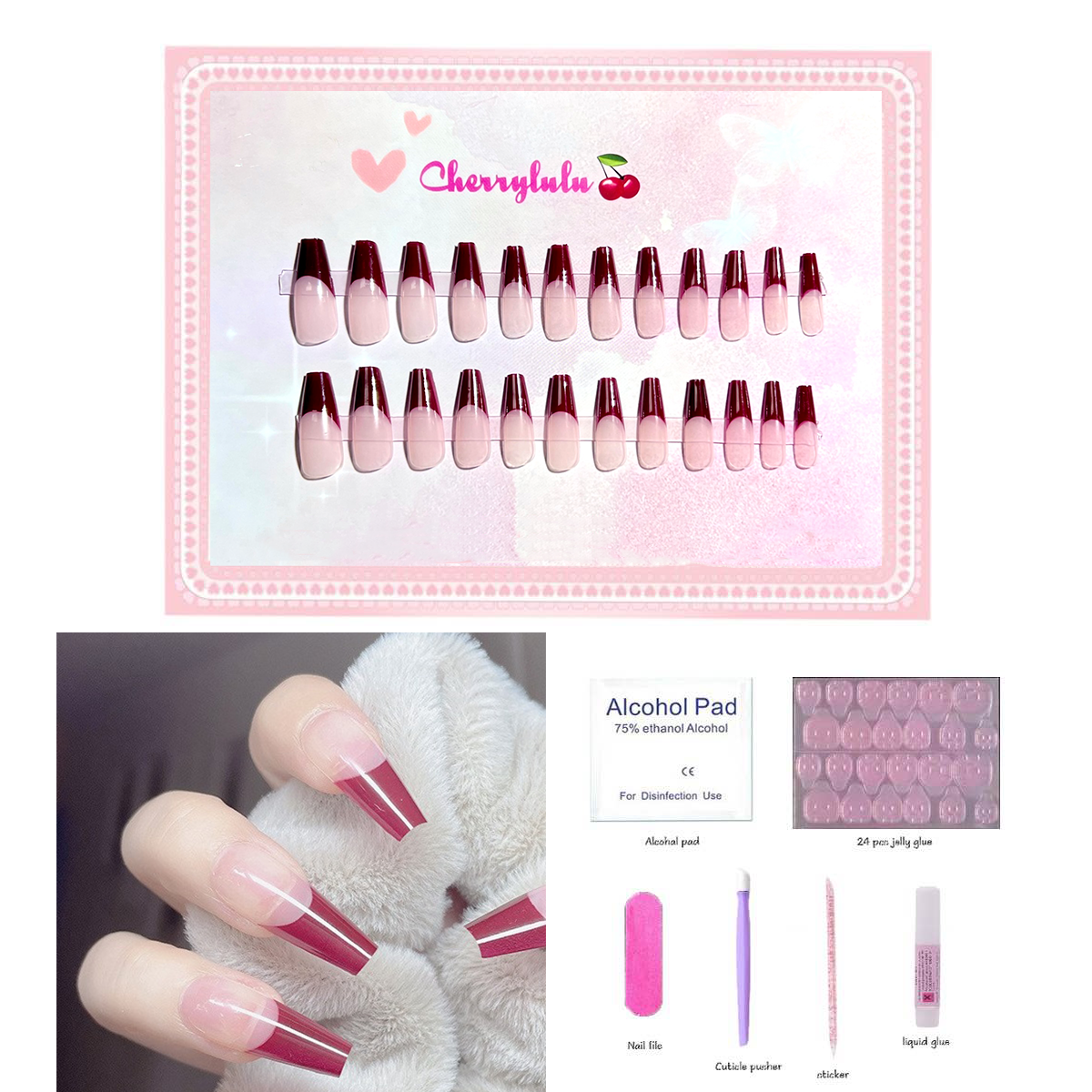 【Buy 3 Get 1 Free】L71-L130 Long Nails 24pcs Press On Nails include free nail toolkit