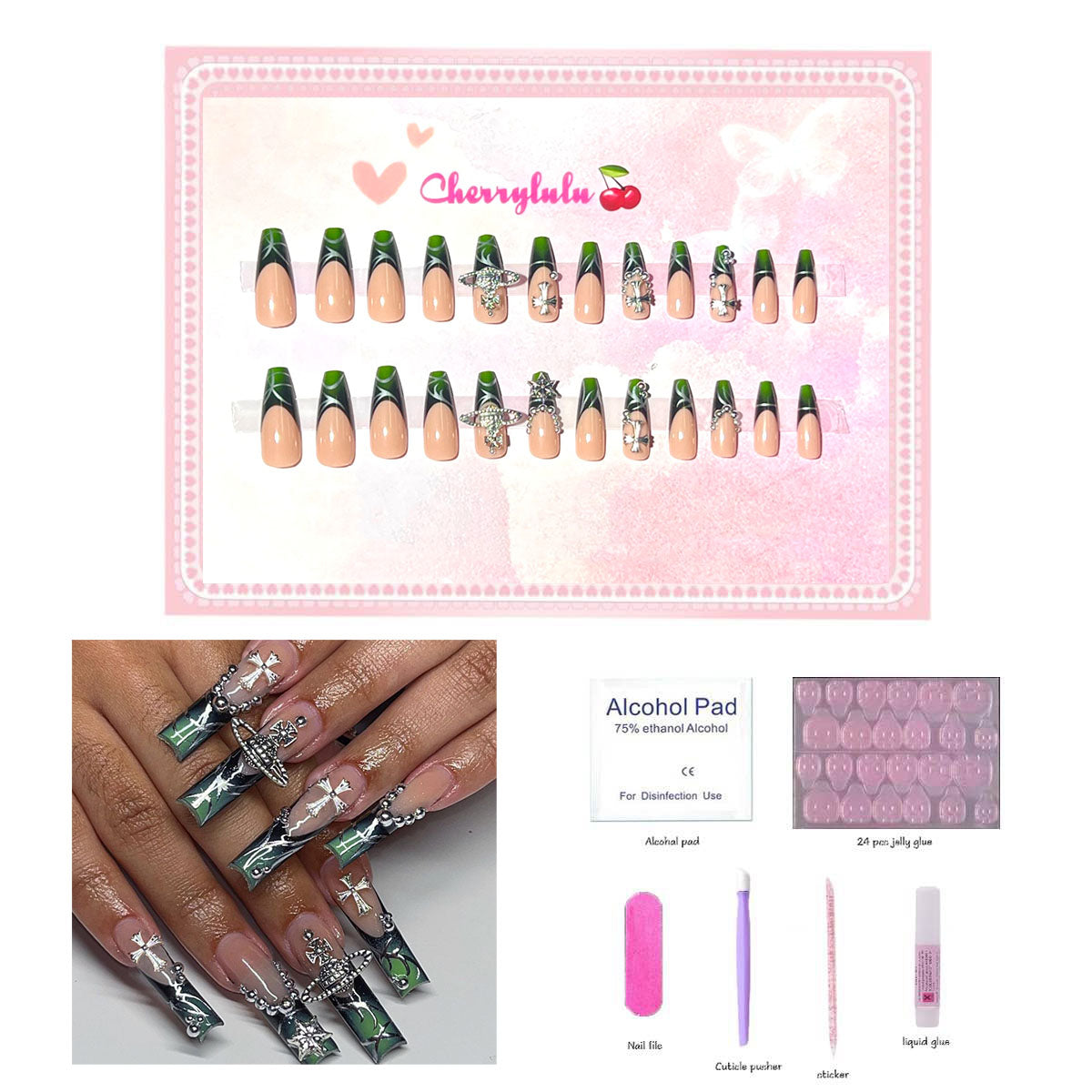 【Buy 3 Get 1 Free】L71-L130 Long Nails 24pcs Press On Nails include free nail toolkit