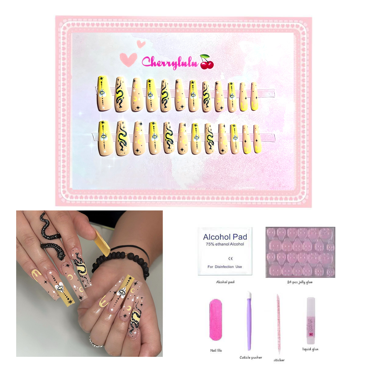 【Buy 3 Get 1 Free】L71-L130 Long Nails 24pcs Press On Nails include free nail toolkit