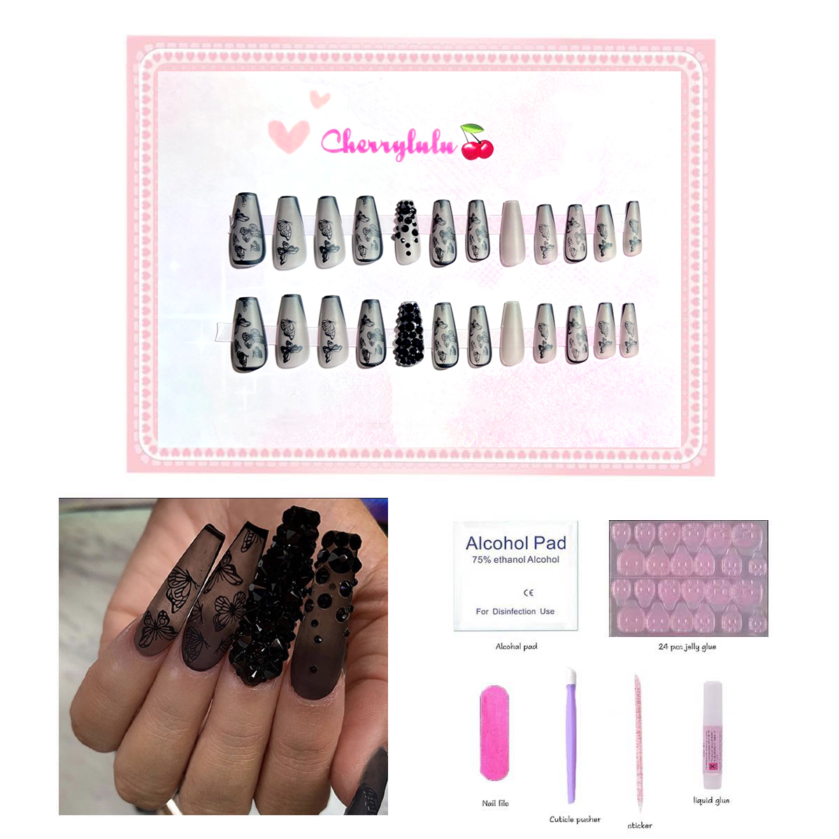 【Buy 3 Get 1 Free】L71-L130 Long Nails 24pcs Press On Nails include free nail toolkit