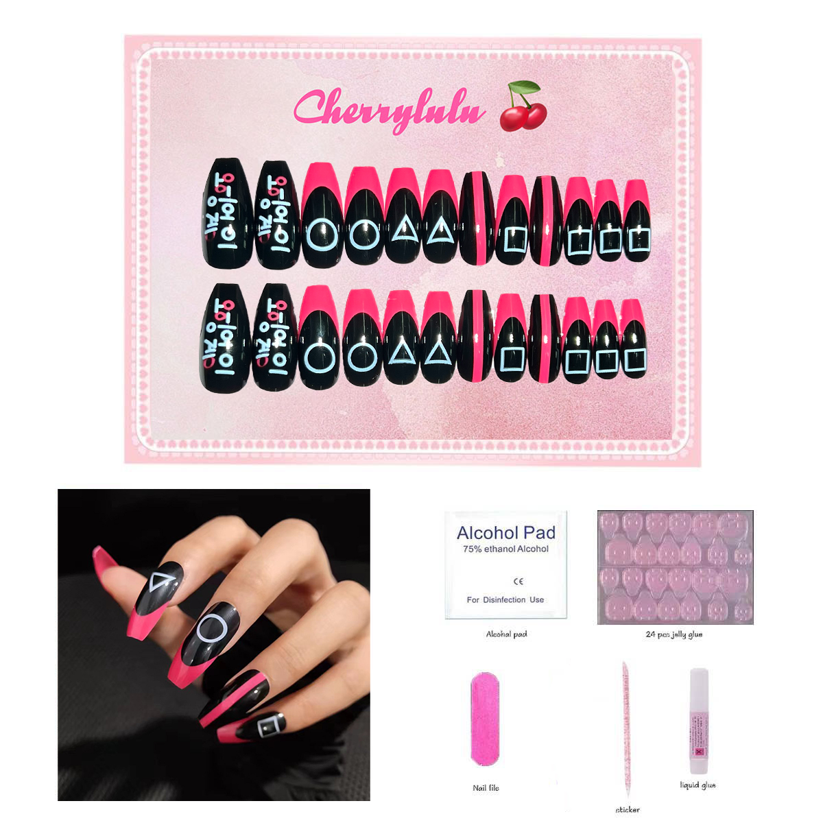 【Buy 3 Get 1 Free】L71-L130 Long Nails 24pcs Press On Nails include free nail toolkit