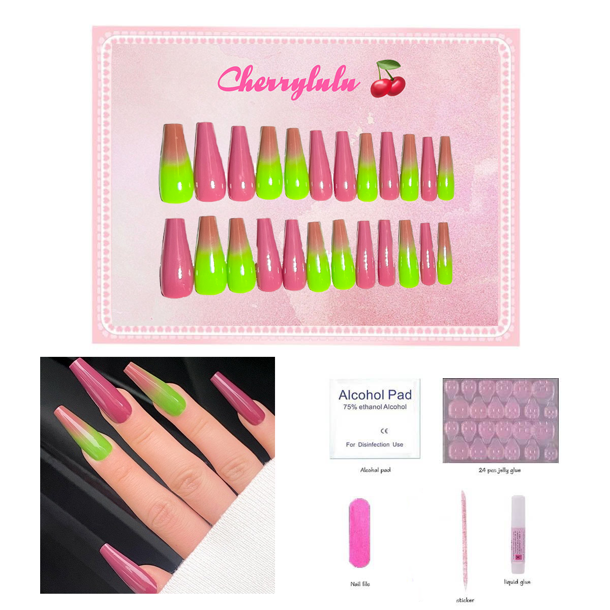 【Buy 3 Get 1 Free】L71-L130 Long Nails 24pcs Press On Nails include free nail toolkit