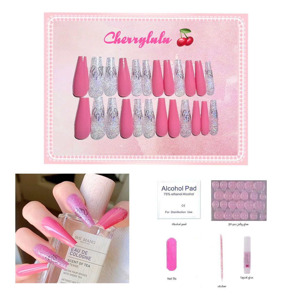 【Buy 3 Get 1 Free】L71-L130 Long Nails 24pcs Press On Nails include free nail toolkit