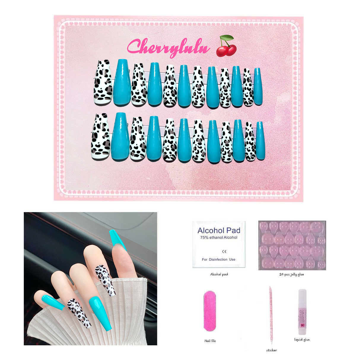 【Buy 3 Get 1 Free】L71-L130 Long Nails 24pcs Press On Nails include free nail toolkit