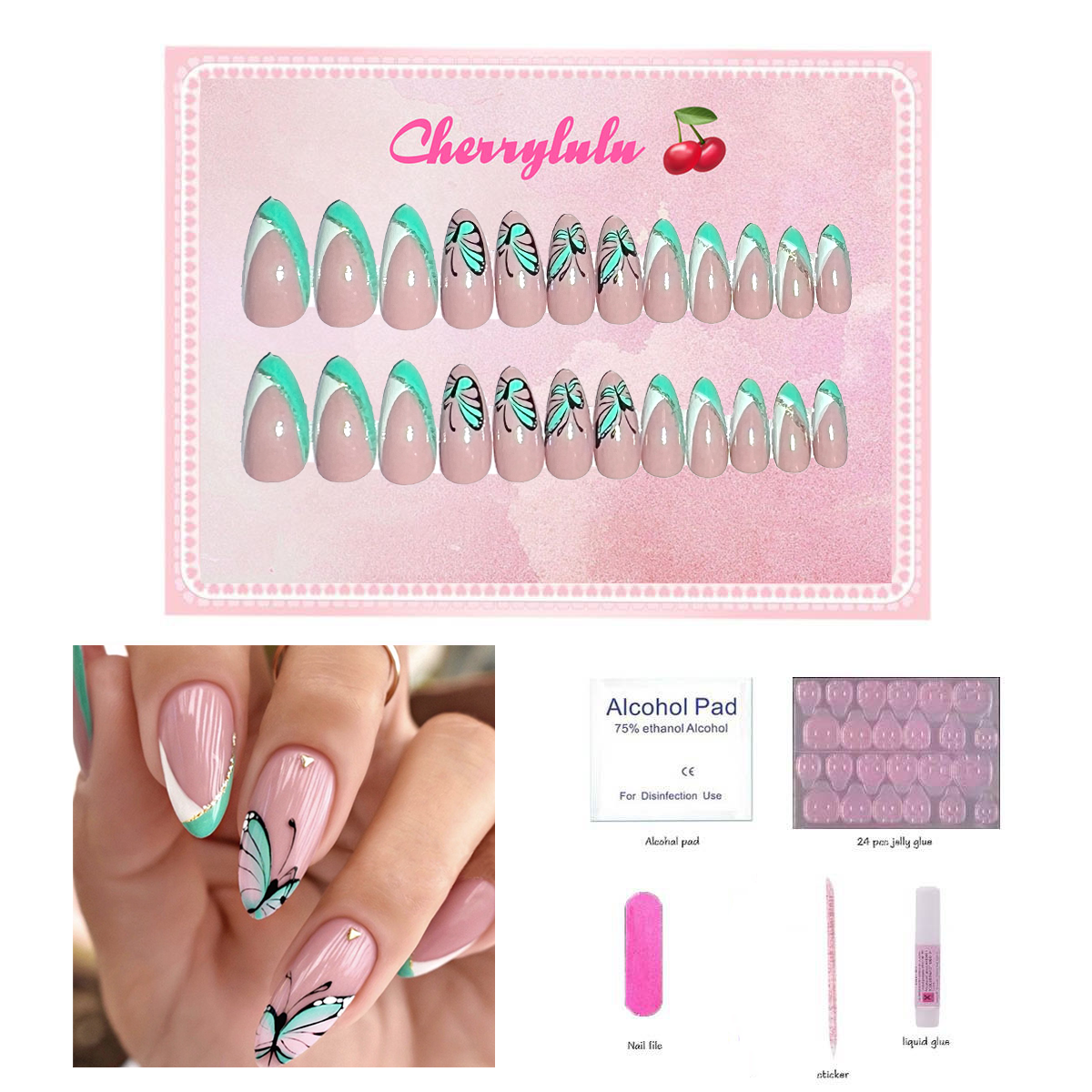 【Buy 3 Get 1 Free】M1-M60 Medium Nails 24pcs Press On Nails include free nail toolkit