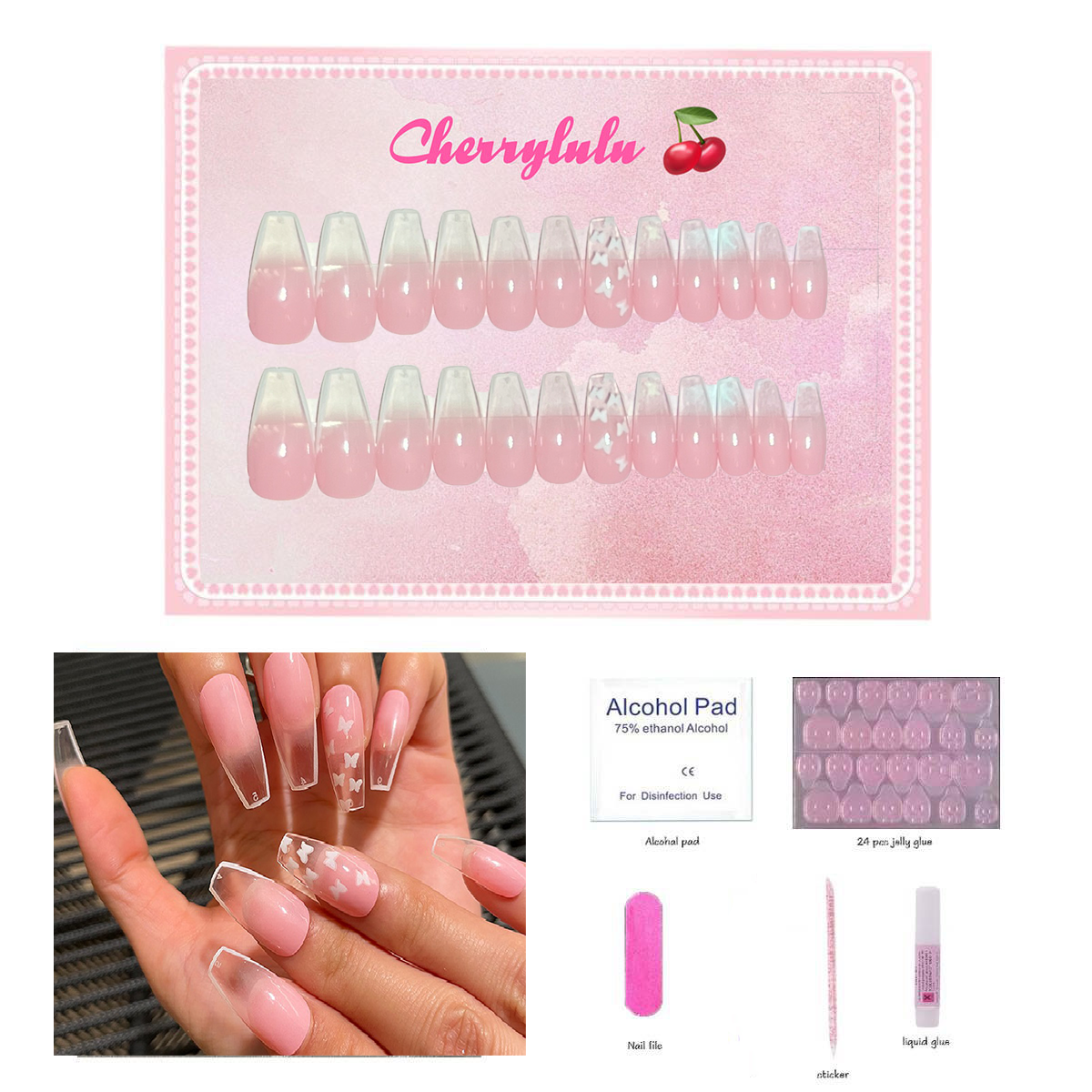 【Buy 3 Get 1 Free】M1-M60 Medium Nails 24pcs Press On Nails include free nail toolkit