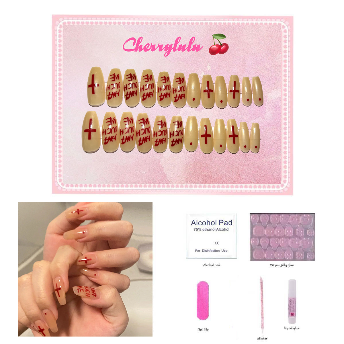 【Buy 3 Get 1 Free】M1-M60 Medium Nails 24pcs Press On Nails include free nail toolkit