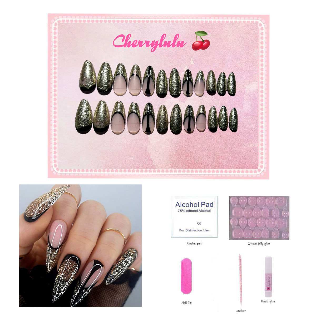 【Buy 3 Get 1 Free】M1-M60 Medium Nails 24pcs Press On Nails include free nail toolkit