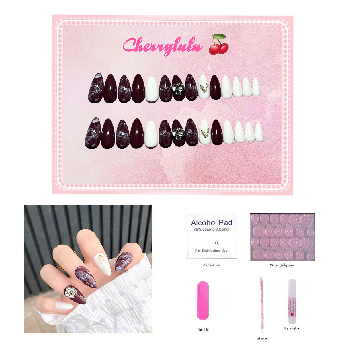 【Buy 3 Get 1 Free】M1-M60 Medium Nails 24pcs Press On Nails include free nail toolkit