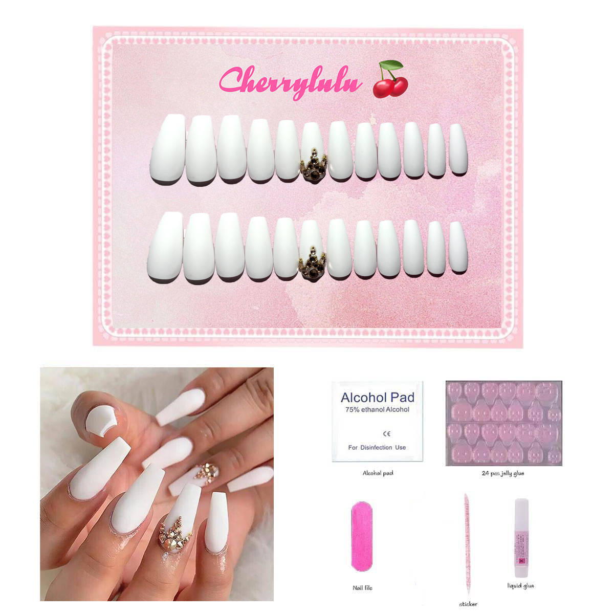 【Buy 3 Get 1 Free】M1-M60 Medium Nails 24pcs Press On Nails include free nail toolkit