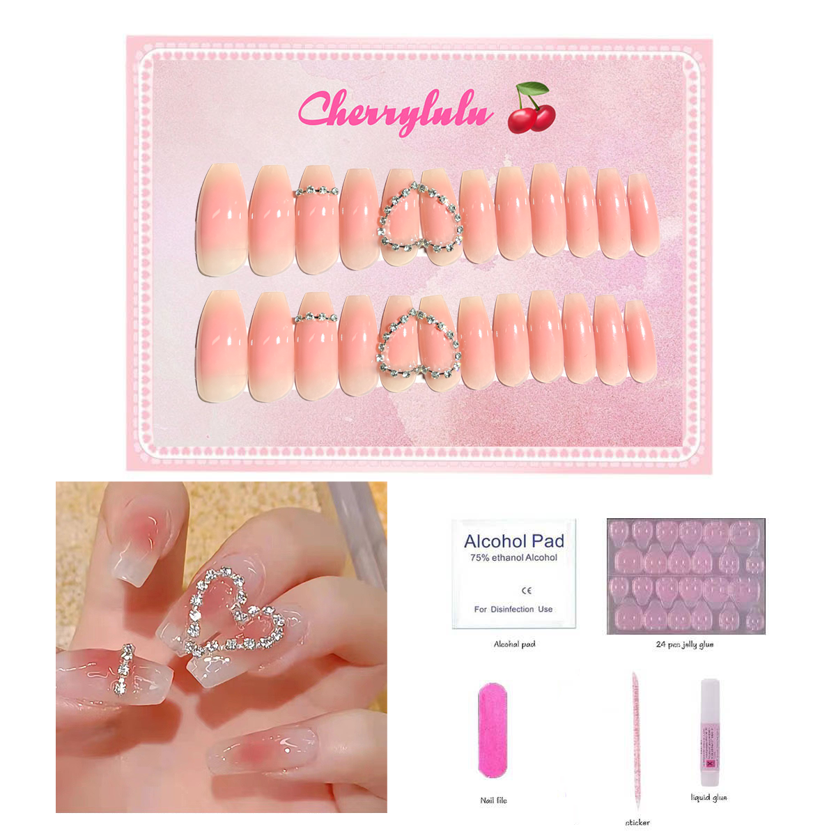 【Buy 3 Get 1 Free】M1-M60 Medium Nails 24pcs Press On Nails include free nail toolkit