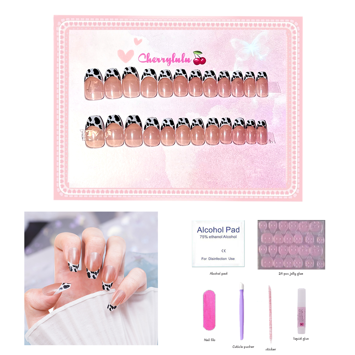 【Buy 3 Get 1 Free】S1-S44 Short Nails 24pcs Press On Nails include free nail toolkits