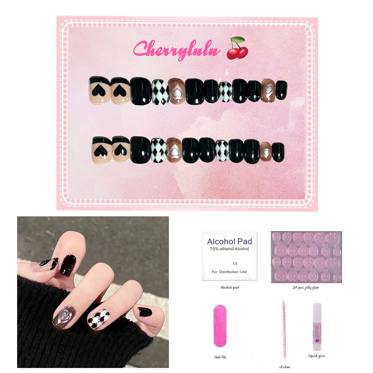 【Buy 3 Get 1 Free】S1-S44 Short Nails 24pcs Press On Nails include free nail toolkits